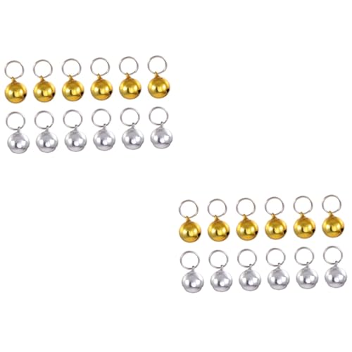 Sosoport 2sets Pet Collar Pendants for Dogs Pet Training Bells Small Bells Loose Beads for Cats Puppies 12pcs*2