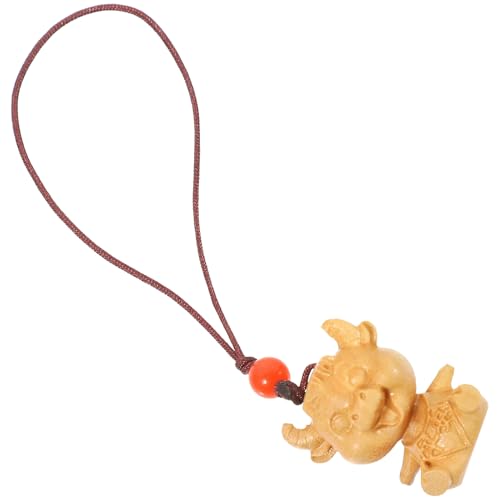 EXQUIMEUBLE ?木製牛形掛飾 手彫り繊細デザイン 風水お守り 家用季節置物 インテリア飾り