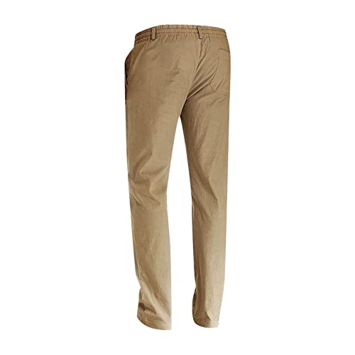 lcyhony Dress Pants for Men Relaxed fit Elastic Waist Drawstring Trousers Lightweight Summer Casual Beach Pants with Pockets2