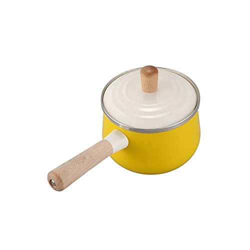 Casserole en porcelaine émaillée jaune avec couvercle pour induction et gaz