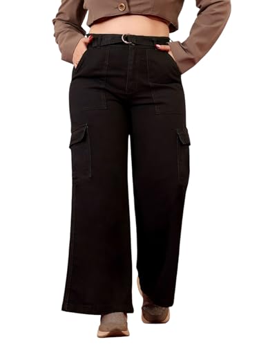 Image of Miss Chase A+ Women's Wide-Leg High-Rise Regular-Length Stretchable Shaping Denim Jeans