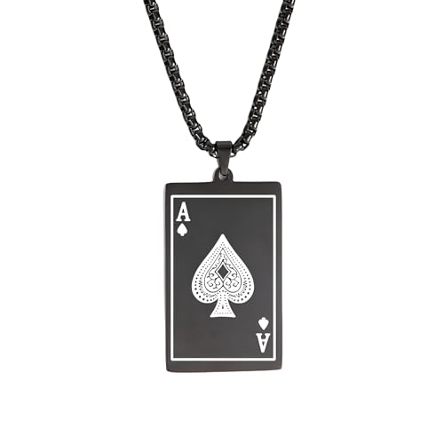 Collier carte poker As de Pique argent 925 idée cadeau style punk vintage