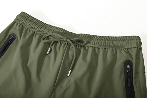 Basudam Men's Athletic Pants Thin Lightweight Quick Dry Zipper Pockets Outdoor Sports Pants For Running Jogging Hiking Army Green Xl #TOP3