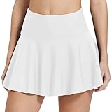 BALEAF Women's Swim Skirt Skort High Waisted Bikini Tankini Bottoms Swimsuit Bathing Suit White(add 1.97' in Waist-high) XL