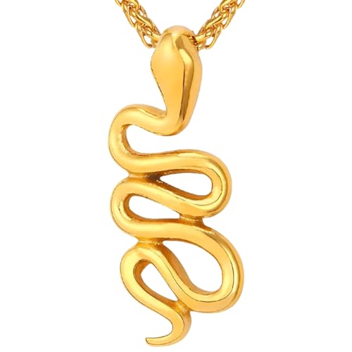 Collier serpent cadeau rétro gothique unisexe en argent 925 et or 14k