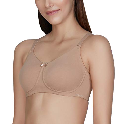 Image of Amante Women's Essential Comfort Non-Padded Non-Wired Full Coverage T-Shirt Bra | Seamless Cotton Blend | Moisture-Wicking Fabric | All-Day Support Bra