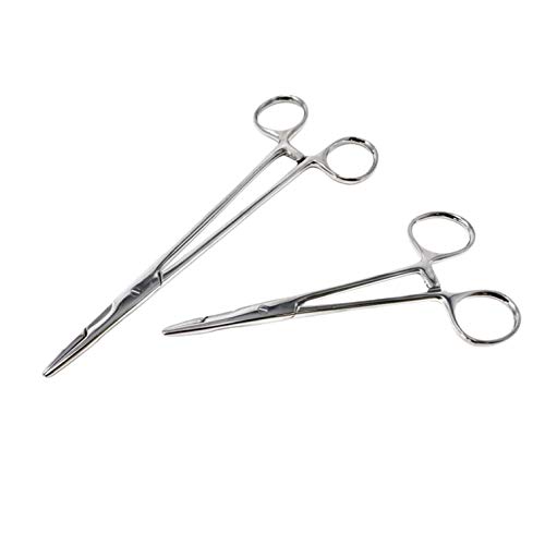Set of 2 Olsen Hegar Needle Holder Clamps - Hemostats with Scissors Stainless Steel - Perfect for Suture Removal, First aid, Fly Fishing and More (5.5