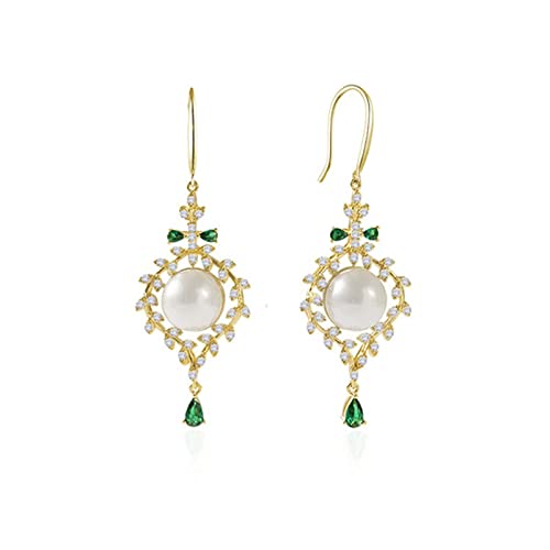 Pendientes de plata de ley con perlas y zirconia para mujer
