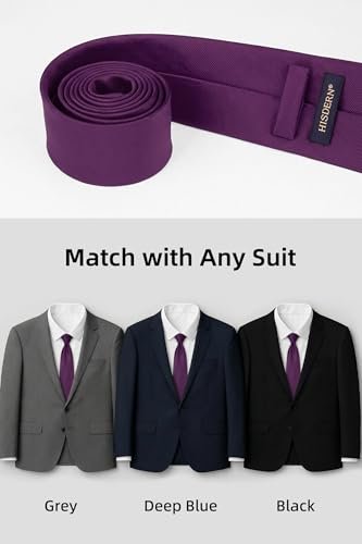 Image of HISDERN Mens Ties Solid Color Ties for Men Formal Necktie with Pocket Square Set Satin Silk Neck Tie Handkerchiefs Set
