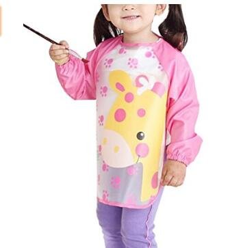 Yixinlifeas Giraffe (Pink) Children's Baby Anti-dressing Waterproof Gown EVA Baby Feeding Clothes Semi-package