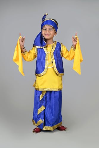 Image of BookMyCostume Punjabi Bhangra Costume for Boys and Men | Baisakhi Folk Dance Outfit | Festive Dress for School Annual Function, Fancy Dress Competition, Stage Shows, Cultural Events & Lohri Festive