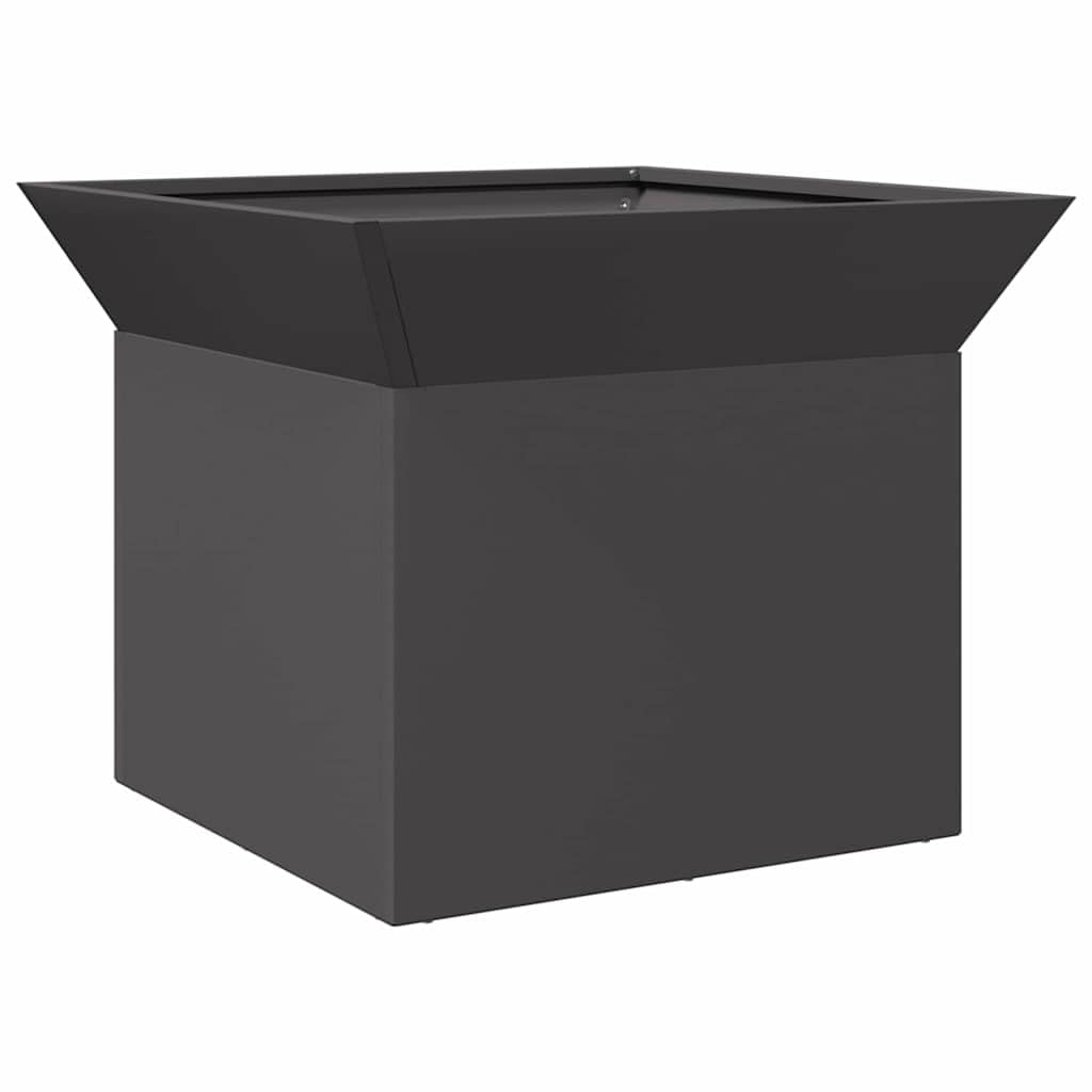 Feuerstelle Schwarz aus Stahl 50 x 50 x 40 cm für Terrasse und Garten, Outdoor Feuerstelle, Kamin Ofen, Schornstein, Heizkassette für Wärme und Deko im Außenbereich