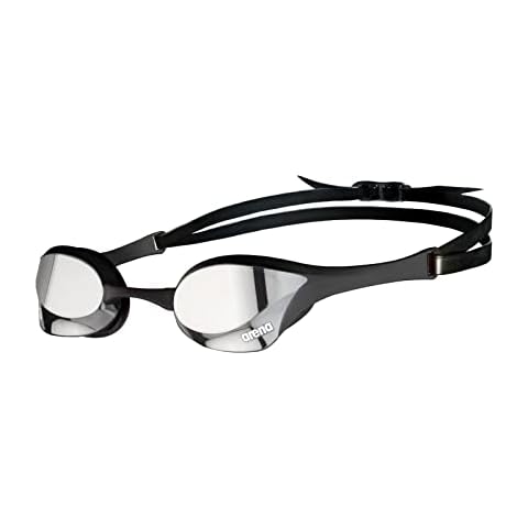 Arena Unisex Cobra Ultra Swipe Racing Swim Goggles for Men and Women Swipe Anti-Fog Technology Polycarbonate Mirror Lens, Silver/Black Cover