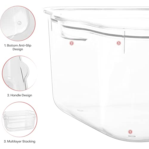 Anminy 6Pcs Clear Plastic Storage Bins Stackable Lidded Storage Boxes Baskets Cubes With Handles Removable Lids Decorative Home Kitchen Closet Shelf Organizer Clothes Towel Blanket Kid Toy Containers #TOP2