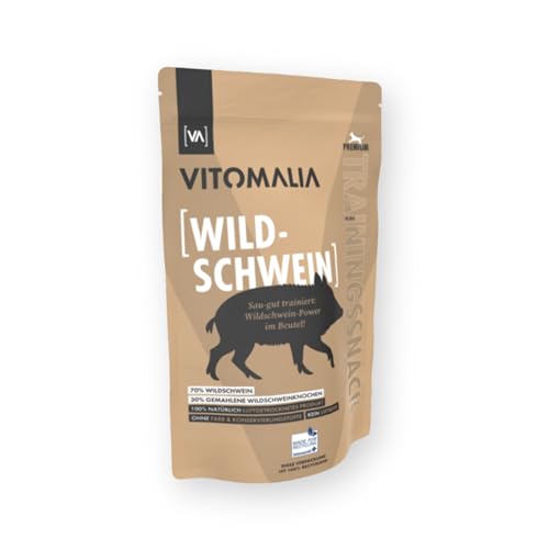 Vitomalia® Wildschwein Trainingssnacks 500g für Hund | Allergikerfreundliche Hundeleckerli | Getreidefrei & Natürlich | Schonend Getrocknete Leckerlis für Hundetraining | Leckerli & Snacks für Hunde