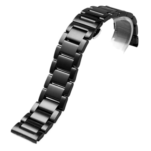 Bracelet de montre en acier inoxydable bicolore brillant mat avec boucle papillon chic
