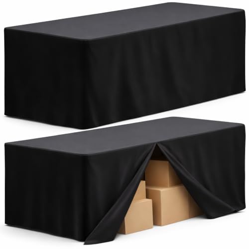 Utopia Kitchen Fitted Table Cloth, 2 Pack [6FT, 72 x 30 Inch, Black]