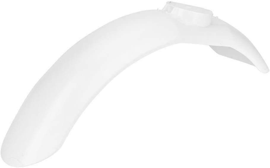 Black front fender for electric scooter, viewed from a slightly different angle, highlighting the attachment mechanism.