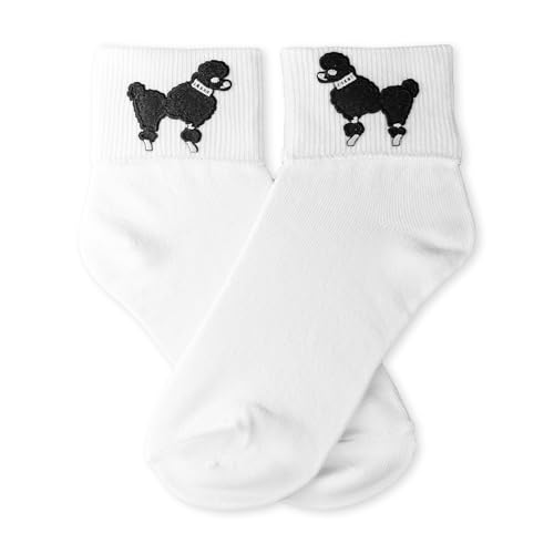 Hip Hop 50's Shop Girls Bobby Socks W/Poodle Applique for Children and Toddlers