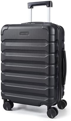 LIGHT FLIGHT Handgepäck Koffer Trolley, Erweiterbarer 55 x 38 x 22cm 360° | 33L-41L, ABS+PC, 3150g, 4 Doppel-Rollen Silent Spinner Rädern passend für (vor der Erweiterung) easyJet,