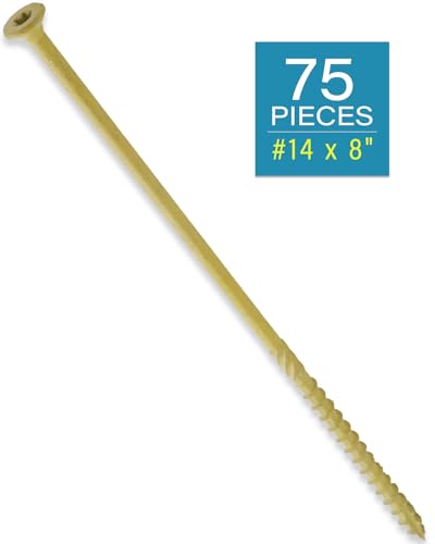 Image of IMScrews #14 x 8 Structural Timber Screws (75 Pcs), Heavy Duty Landscape & Log Fasteners, Replaces 3 /8 inch Lag Bolts, Exterior Rust Resistant, T30 Star Drive for Retaining Walls, No Pre-Drilling