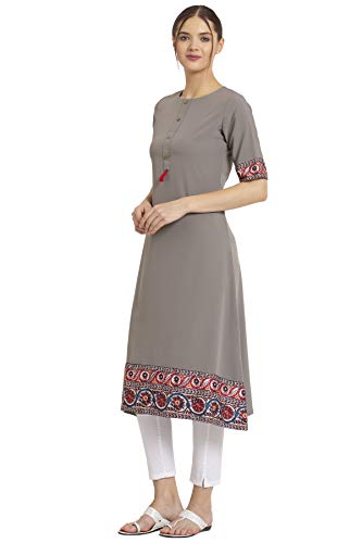 Image of Women's Crepe Skinny Kurta (ALC9118GREY1 Grey M)