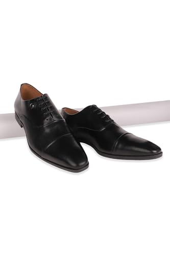 Image of Louis Philippe Men Premium Leather Breathable Lining Material Anti Slip with Heel TPR Sole Formal Oxford Shoes