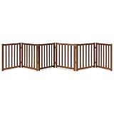 LZRS Solid Hardwood Freestanding Pet Gate,Wooden Dog Gates for Doorways,Nature Wood Dog Gates for The House,Dog Gate for Stairs,Freestanding Indoor Gate Safety Fence,Oak,24' Height-6 Panels