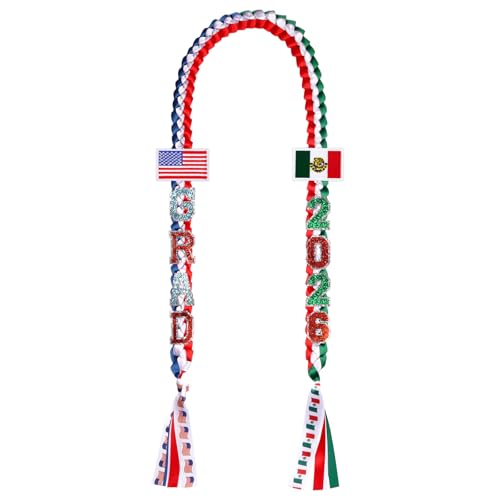 Image of JZWPOOM Mexican Graduation Leis 2026,Class of 2026 Graduation Ribbon with Pin,DIY-Double Handmade Congrats Her Graduations Lei Gifts for High School College