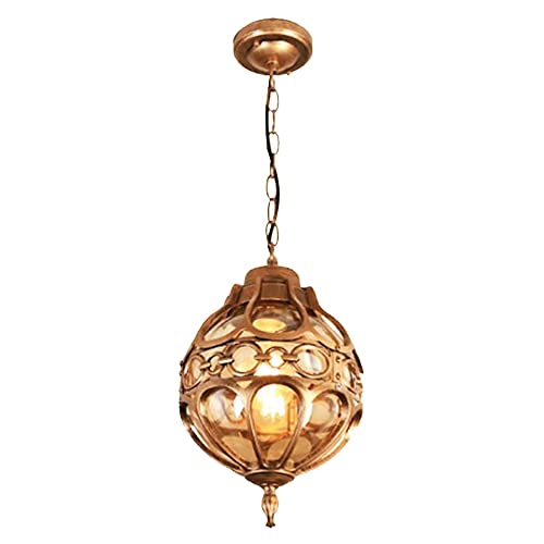 Mengjay Trade Lanterne Suspension Extérieure, Imperméable IP23 Plafonnier Suspendu avec Globe en Verre, E27 Lampes Suspendues, Rétro Lampe Pendentif Pour...