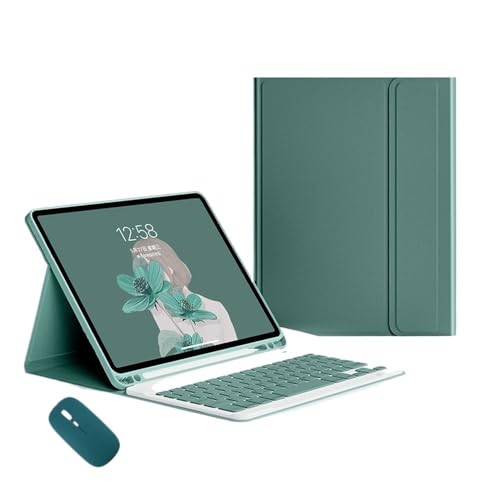Étui iPad Pro 13 2024 avec clavier et souris JiuRui en cuir PU vert