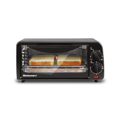 Elite Gourmet 2-Slice Toaster Oven Plastic,Aluminum,Glass Black