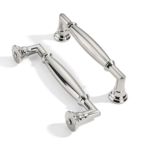 ZAUYX 10 Pack 4 Inch Hole Center Polished Nickel Cabinet pulls Solid Heavy Duty Cabinet Pull Cabinet Handles Kitchen Cabinet Hardware Vanity Handles Bathroom Cabinet pulls by ZAUYX - Used condition - US$31.99
