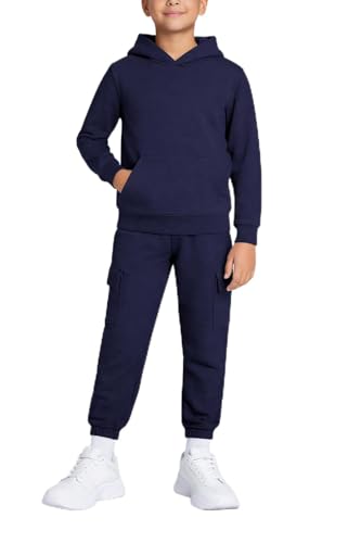 Image of Quad Seven Boys Sweat Suit Set - 2 Piece Soft Fleece Pullover Hoodies and Athletic Cargo Jogger Sweatpants for Boys (5-18)