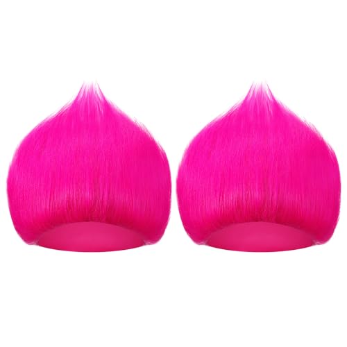 Image of Geyoga 2 Pcs Funny Wig Crazy Hair for Halloween Party,Rose Red