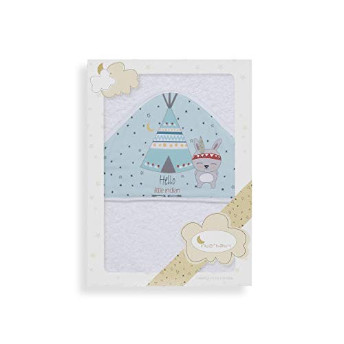 Interbaby - Capa De Baño Bebe Blanco Verde Toalla Bebe Con Capucha 100 Algodón, 100x100cm, Unisex Suave, Cómoda, Secado Rápido Ideal Recién Nacidos, Bebes Y Niños Pequeños Diseño Tipi Oso