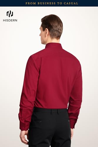 Image of HISDERN Mens Dress Shirts Long Sleeve Button Down Casual Shirts for Men Inner Contrast Formal Business Tuxedo Wedding Shirt