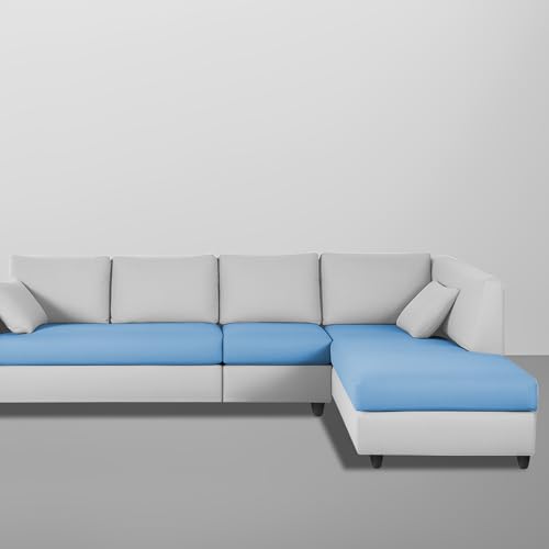 Image of Florian RHS 6 Seater L Shape Sofa Set for Living Room (Turquise Grey Fabric) Premium Fabric Sofa