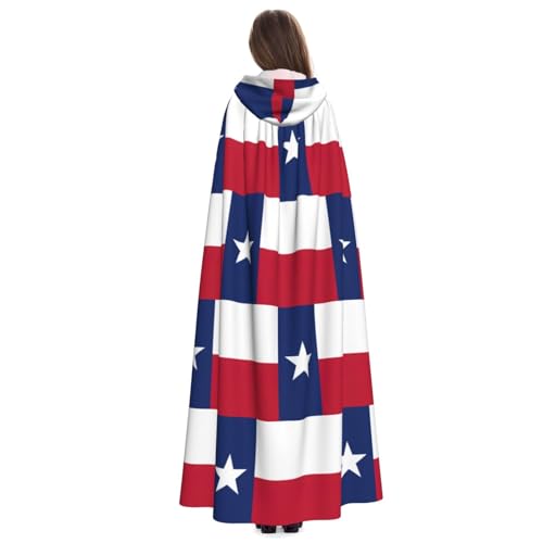 Cape avec imprimé drapeau du Texas médiévale et capuche style Viking
