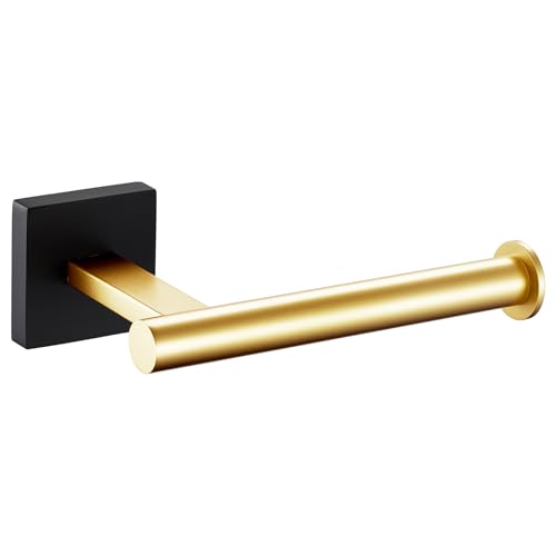 Image of KOKOSIRI Toilet Paper Holder Toilet Roll Holders Hold Mega Rolls Kitchen Bathroom Tissue Paper Dispenser Black with Gold Stainless Steel, B2008GDK