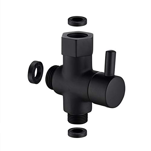 Tecmolog Desviador de 3 vías 3/8" Latón Válvula de Adaptador de Tres Vías para Ducha Bidet,Negro,DSF007DB
