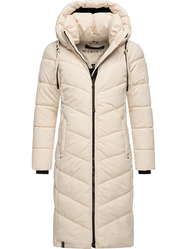 Marikoo Women’s Winter Jacket with Hood | Cozy Cream Quilted Puffer Coat for Ultimate Warmth in XL - Image 9
