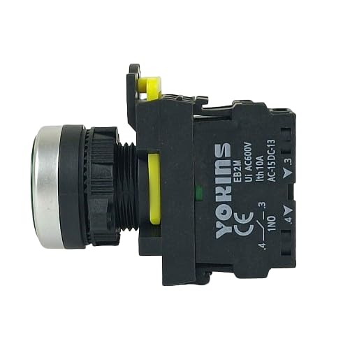 Image of Yokins Push Button, EB2M-A-10-B, 22mm Blue color with spring return with 1NO (copper & silver contacts)