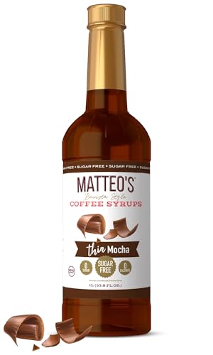 Matteo's Mocha Syrup for Coffee, Lattes, Cappuccinos & Desserts – Sugar-Free Sweetener for...