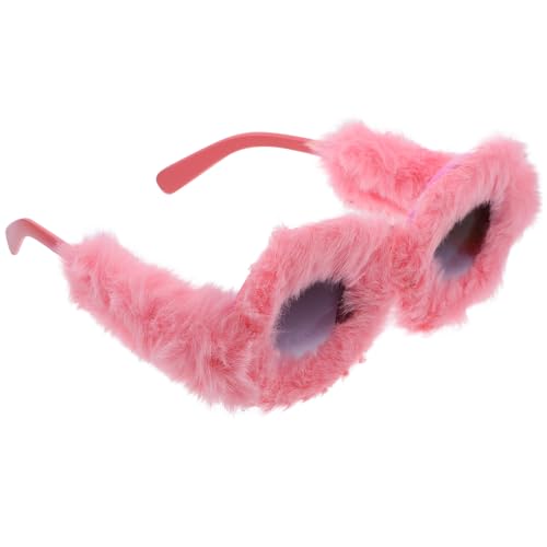 JHKNNK Gafas de Sol de Peluche con Montura Redonda Protección UV Accesorio Divertido para Fiestas y Fotos para Cumpleaños y Carnavales