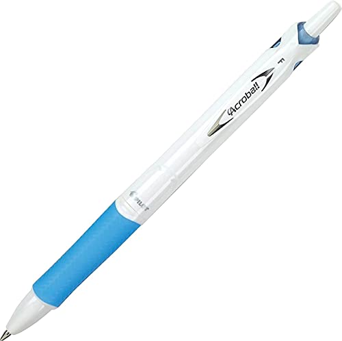 PILOT Acroball PureWhite Advanced Ink Refillable & Retractable Ball Point Pens with Blue Accents, Fine Point, Black Ink, 12-Pack (31850)