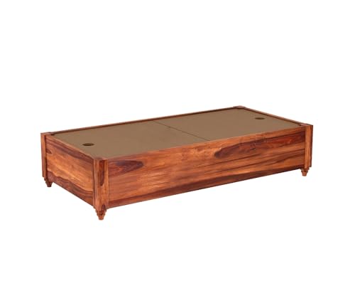 Image of ONIJA Solid Sheesham Wood Diwan Sofa Cum Bench Without Seating Cushion & Pillows | Modern Wooden Daybed for Living Room, Bedroom & Home Decor (Honey Finish)