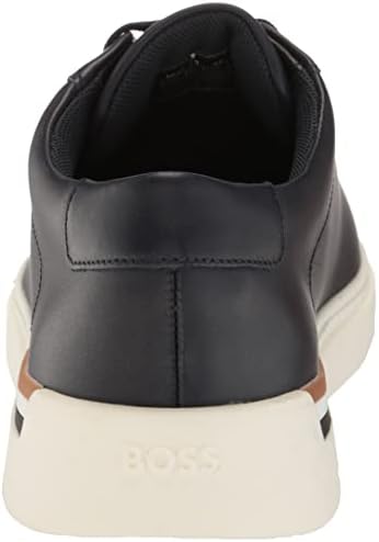 BOSS Men's Smooth Leather Low Profile Sneakers with Iconic Flag Trim, Medival Blue, 13 | Image 2