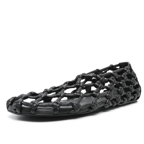 Agodor Mesh Ballet Flats for Women,Comfy Hollow Out Slip on Woven Mary Jane Flats Ballerina Shoes