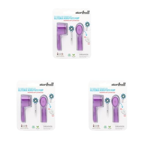 STERIBALL ŞARJLI VE PİLLİ DİŞ FIRÇALARI İÇİN HİJYENİK DİŞ FIRÇASI KORUMA KABI-2'Lİ MOR X 2 (3 paketi)